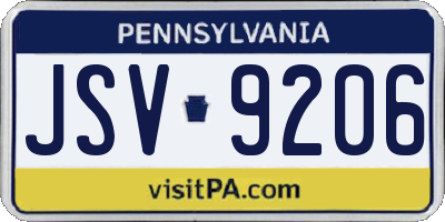 PA license plate JSV9206