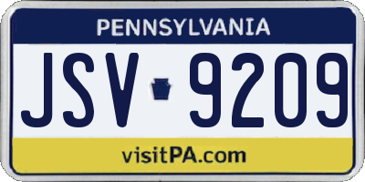 PA license plate JSV9209