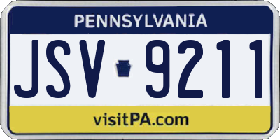 PA license plate JSV9211