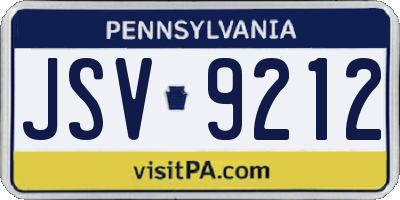 PA license plate JSV9212