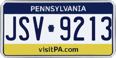 PA license plate JSV9213