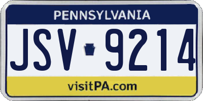 PA license plate JSV9214