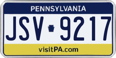 PA license plate JSV9217