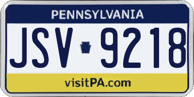 PA license plate JSV9218