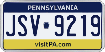 PA license plate JSV9219