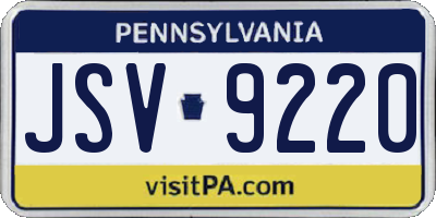 PA license plate JSV9220