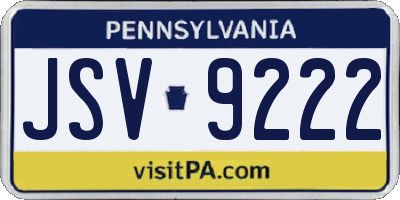 PA license plate JSV9222
