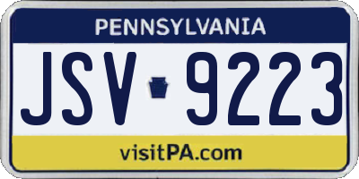PA license plate JSV9223