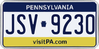 PA license plate JSV9230