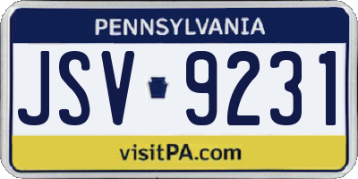 PA license plate JSV9231