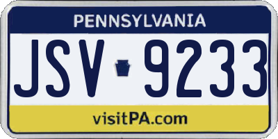PA license plate JSV9233