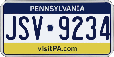 PA license plate JSV9234