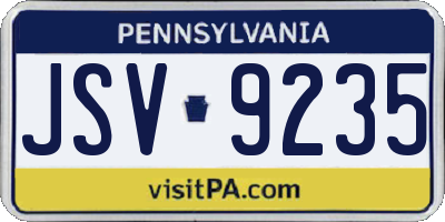 PA license plate JSV9235