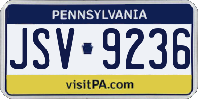 PA license plate JSV9236