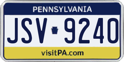 PA license plate JSV9240