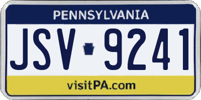 PA license plate JSV9241