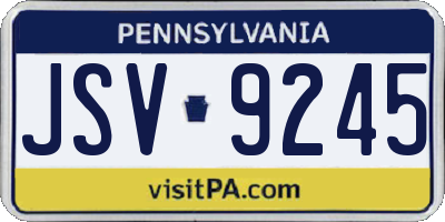 PA license plate JSV9245