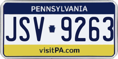 PA license plate JSV9263