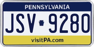 PA license plate JSV9280