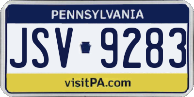PA license plate JSV9283