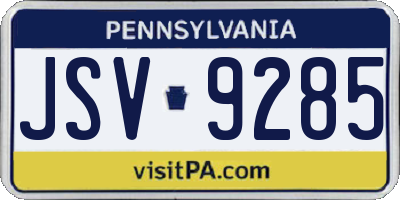 PA license plate JSV9285