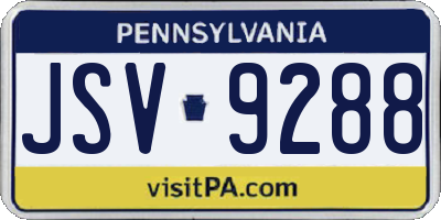 PA license plate JSV9288