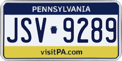 PA license plate JSV9289