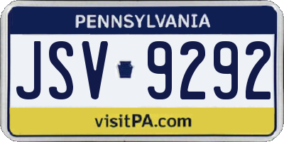 PA license plate JSV9292