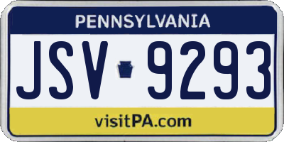 PA license plate JSV9293