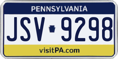 PA license plate JSV9298
