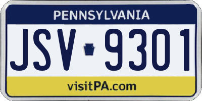 PA license plate JSV9301