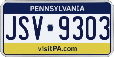 PA license plate JSV9303