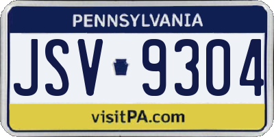 PA license plate JSV9304