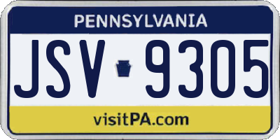 PA license plate JSV9305
