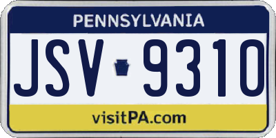 PA license plate JSV9310