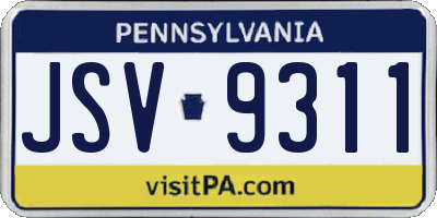 PA license plate JSV9311