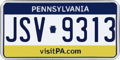 PA license plate JSV9313