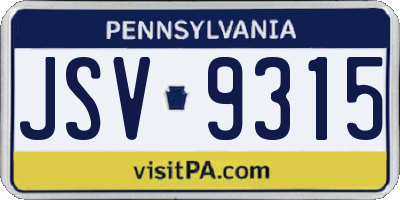 PA license plate JSV9315
