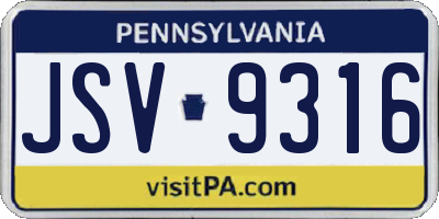 PA license plate JSV9316