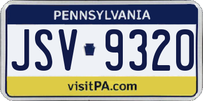 PA license plate JSV9320