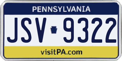 PA license plate JSV9322