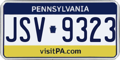 PA license plate JSV9323