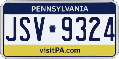 PA license plate JSV9324