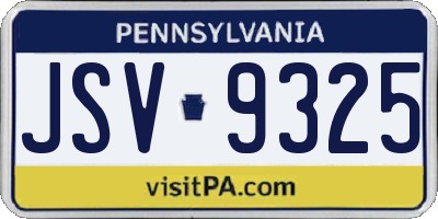 PA license plate JSV9325