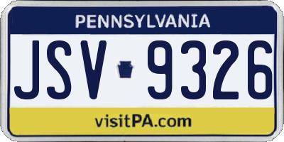 PA license plate JSV9326