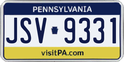 PA license plate JSV9331