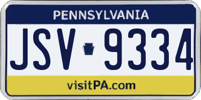 PA license plate JSV9334