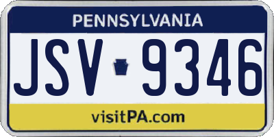 PA license plate JSV9346