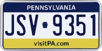 PA license plate JSV9351