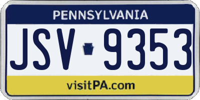 PA license plate JSV9353
